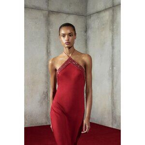 ZARA SATIN EFFECT DRESS WITH STUDS LUDOVIC DE SAINT SERNIN X ZARA